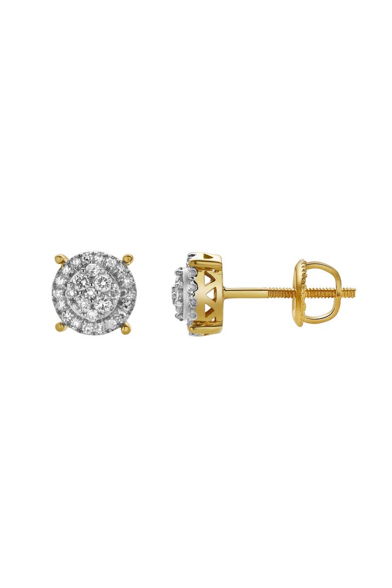 Oralith 10K Yellow Gold Cluster Diamond Unisex Earrings - 0.24 Cts, Main, color, 10K Yellow Gold