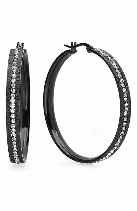 Glitter and Crystal Hoop Earrings
