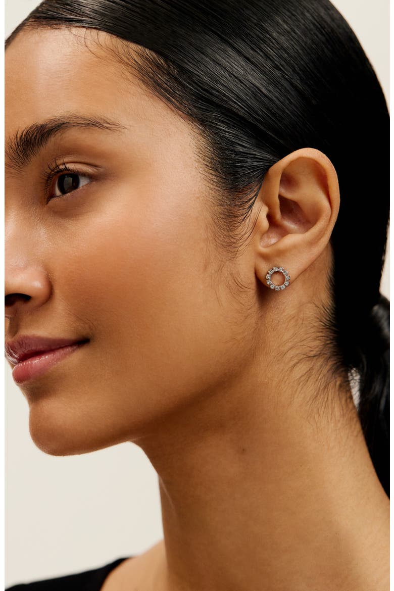 Haliana Halo Crystal Stud Earrings, Alternate, color, SILVER TONE/ CLEAR CRYSTAL