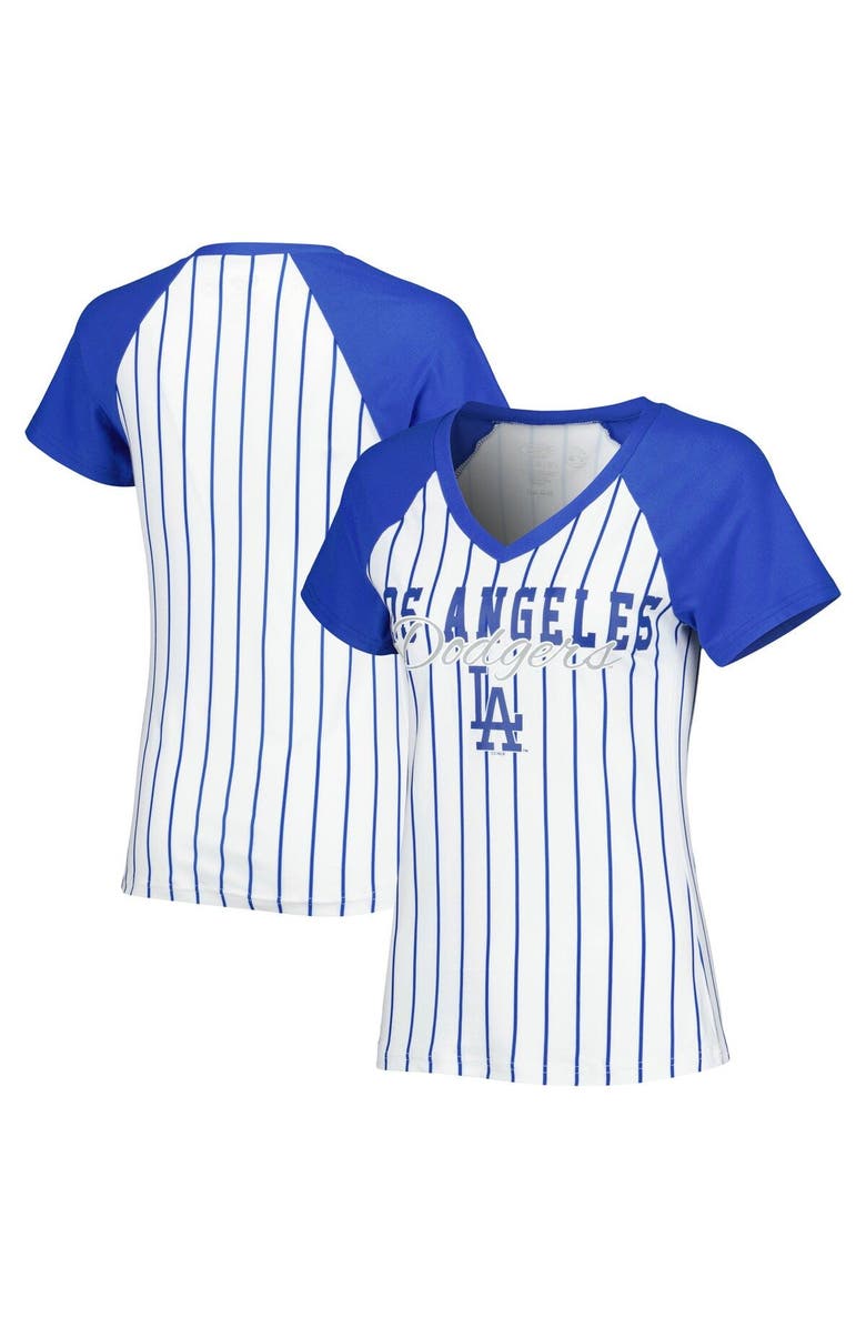 CONCEPTS SPORT Women's Concepts Sport White Los Angeles Dodgers Reel Pinstripe Top, Alternate, color,
