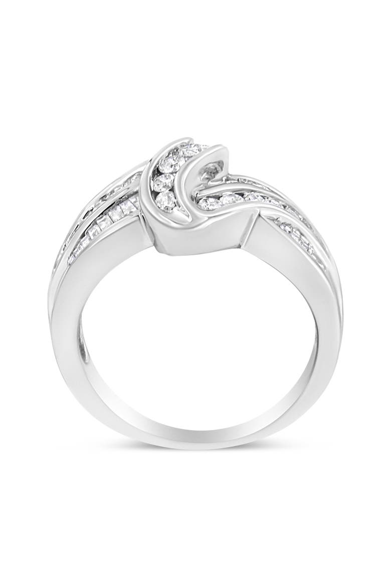 10K White Gold Ring 3/4 Ctw Diamond Bypass Ring, Alternate, color, White Gold