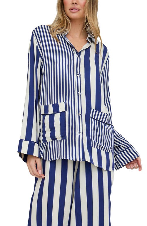 Lily And Lionel London Evie Long Sleeve Print Pajama Set In Blue