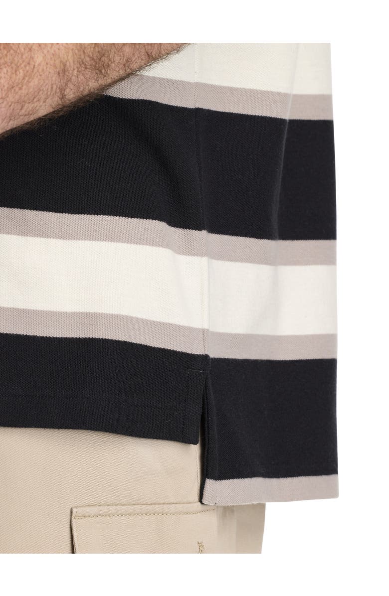 Harbor Bay by DXL Big & Tall Tonal Striped Rugby Polo Shirt, Alternate, color, Black