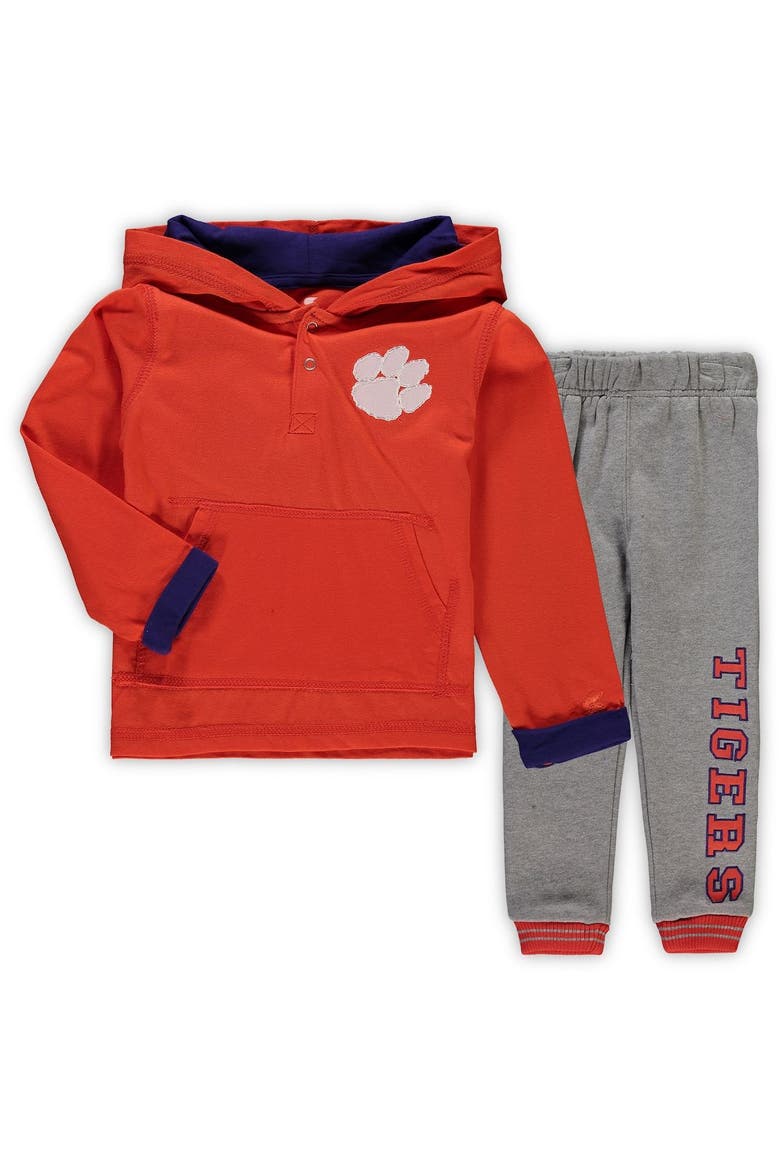 Toddler Colosseum Orange/Heathered Gray Clemson Tigers Poppies Hoodie and Sweatpants Set, Main, color, Orange
