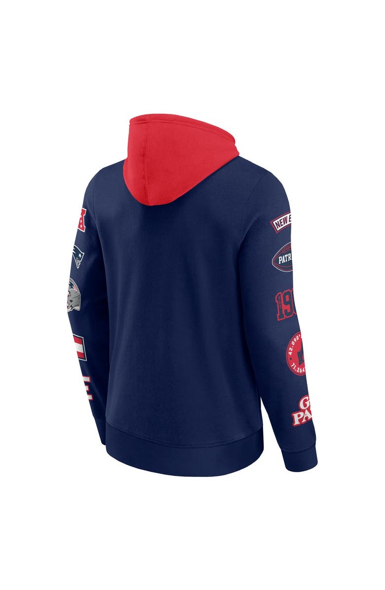 FANATICS Men's Fanatics  Navy/Red New England Patriots Patched Out Pullover Hoodie, Alternate, color, Navy