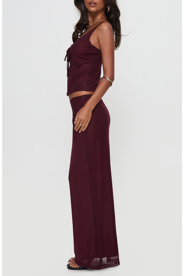 Reiko Lace Trim Mesh Camisole & Maxi Skirt Set, Alternate, color, BURGUNDY