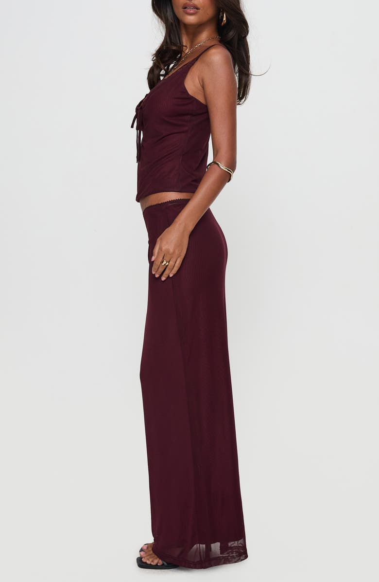 Princess Polly Reiko Lace Trim Mesh Camisole & Maxi Skirt Set, Alternate, color, Burgundy