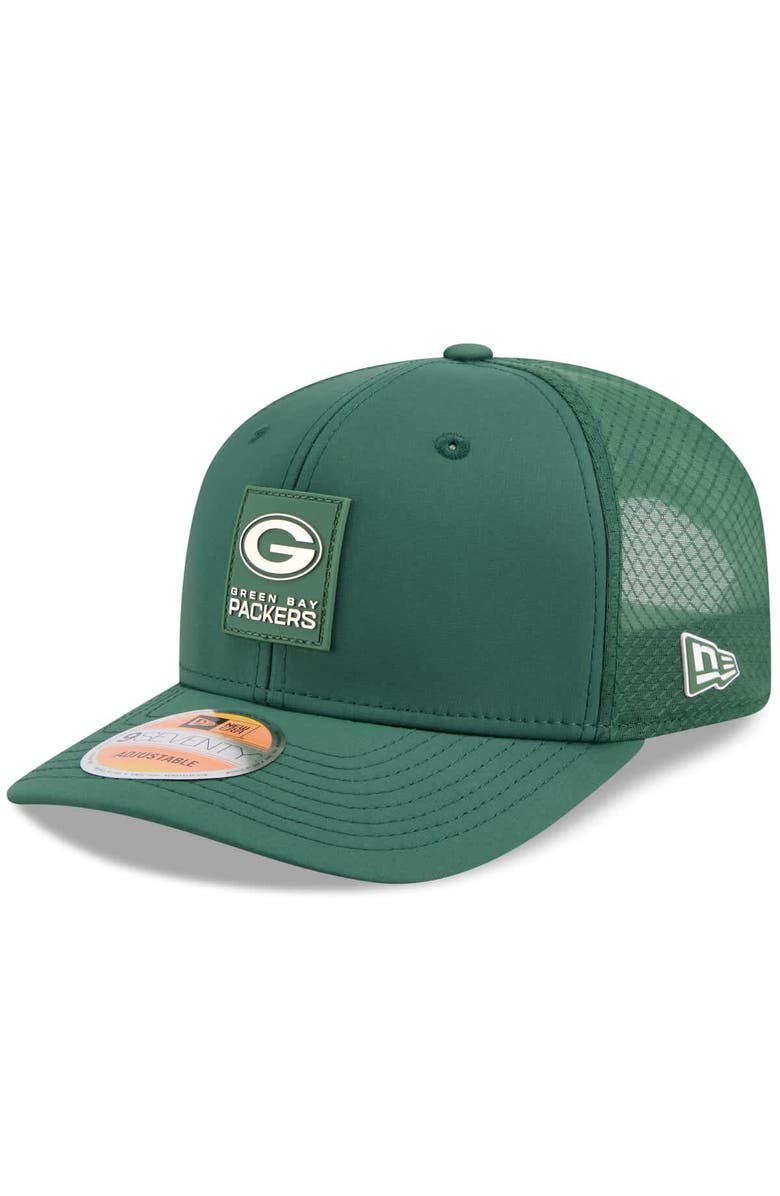 New Era Men's New Era Green Green Bay Packers 2025 Sideline  9SEVENTY Trucker Adjustable Hat, Main, color, Green