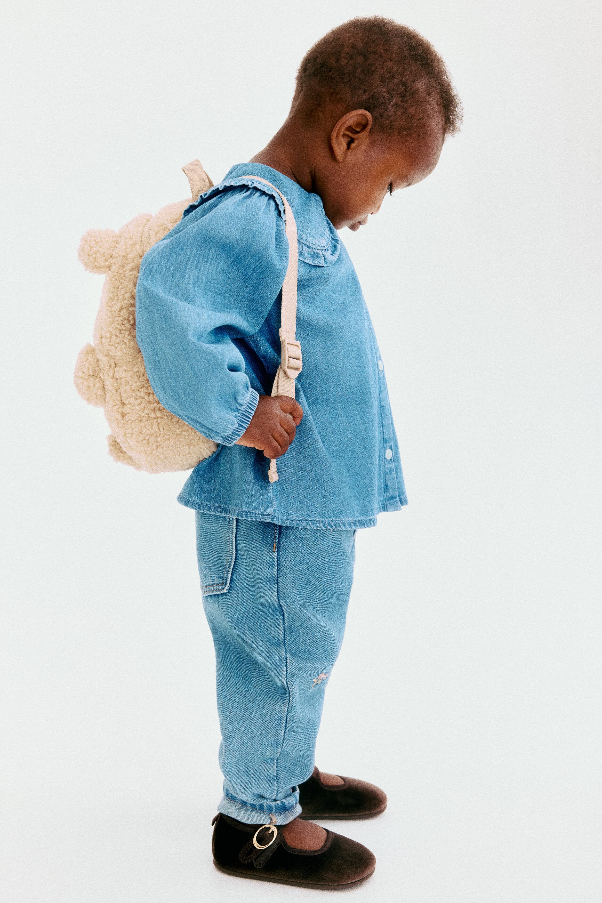 Fleece Backpack, Alternate, color, Beige/teddy bear
