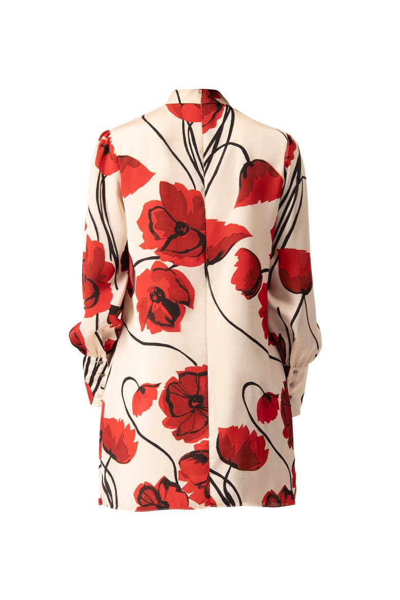 Floral Print Mini Dress with Mock Neck, Alternate, color, Ivory-Red