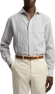 Ralph Lauren Purple Label Striped Linen-Cotton Shirt