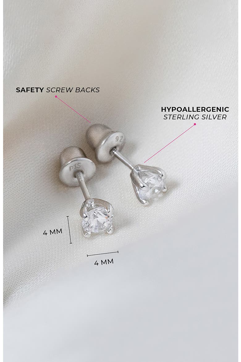 Modern Prong Solitaire Earrings, Alternate, color, Silver