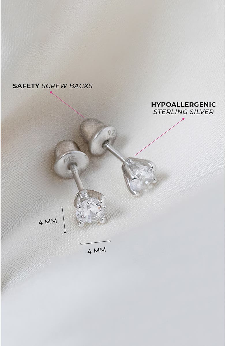 In Season Jewelry Modern Prong Solitaire Earrings, Alternate, color, Silver