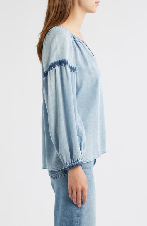 Rails Toshi Embroidered Chambray Blouse In Blue