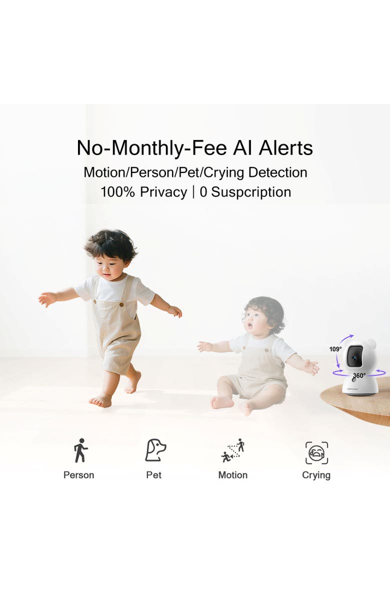 Cinmoore Indoor WiFi Camera, Alternate, color, White