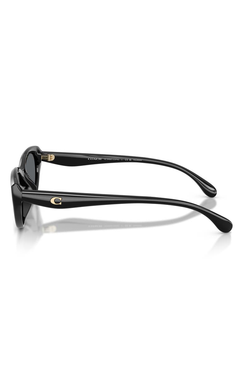 COACH 55mm Polarized Pillow Sunglasses, Alternate, color, Black / Grey Solid Polar