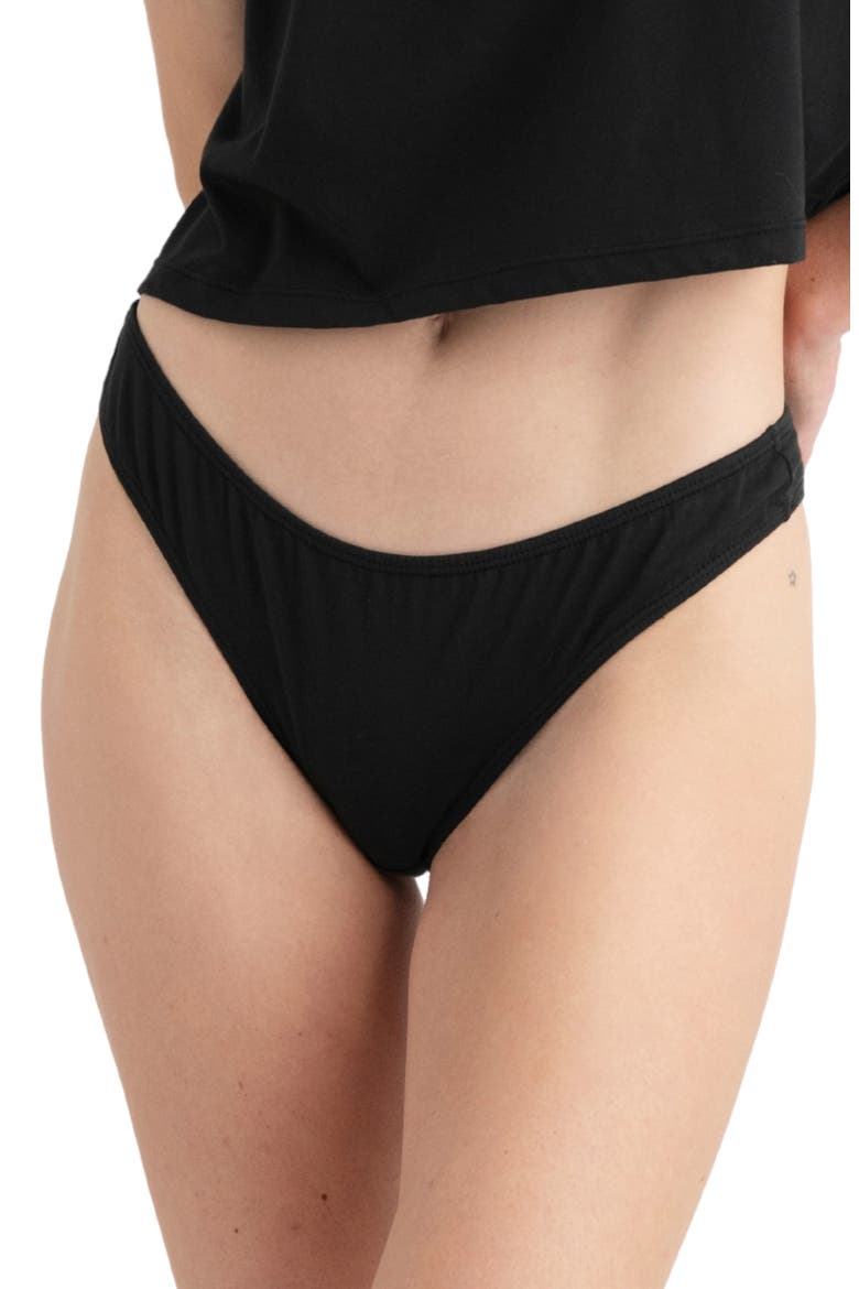 2-Pack Compostable Organic Cotton Thongs, Main, color, BLACK