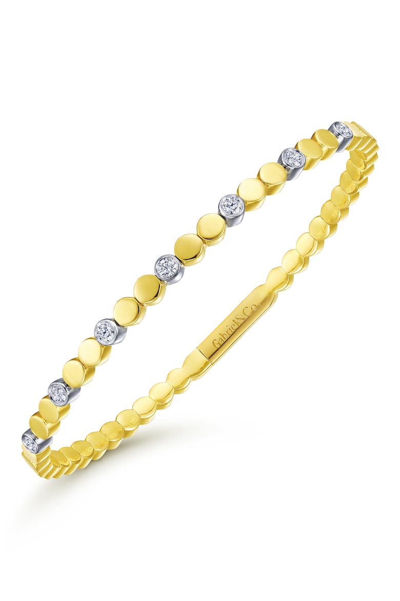 Demure 14K Gold & Diamond Bangle Bracelet, Alternate, color, 14K YELLOW/ WHITE GOLD