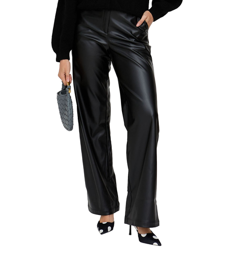Lily And Lionel London Gaia Wide Leg Leather Trouser In Black
