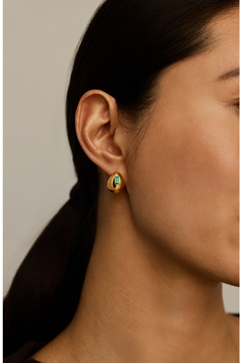 Molten Stone Dome Hoop Earrings, Alternate, color, GOLD