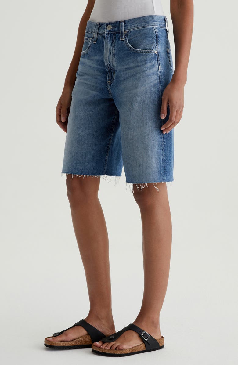 AG Hattie Raw Hem High Waist Long Denim Barrel Shorts, Alternate, color, Gemini