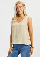Betabrand Drift Button Sleeveless Top Linenette