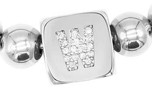 Adornia Crystal Initial Stretch Bracelet In Silver-w