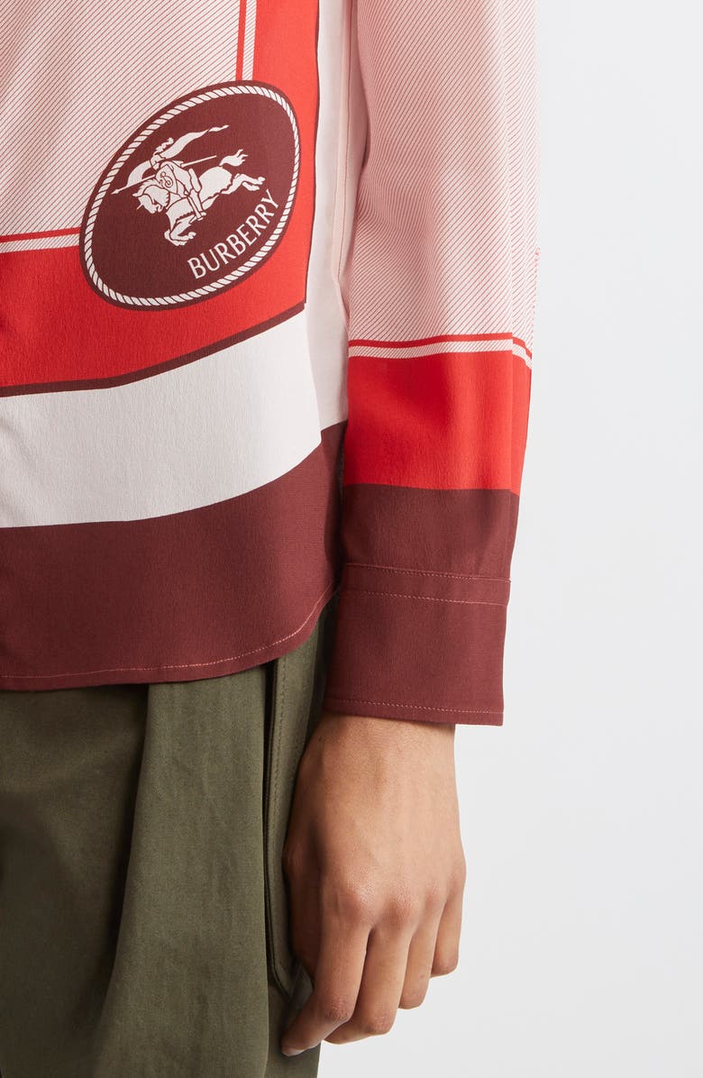 Burberry EKD Stamp Silk Crêpe de Chine Button-Up Shirt, Alternate, color, Box Ip Pattern