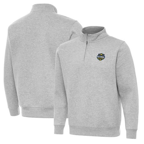 Men's Antigua  Gray Michigan Wolverines 2026 NCAA Men's Basketball National Champions Victory Quarter-Zip Top