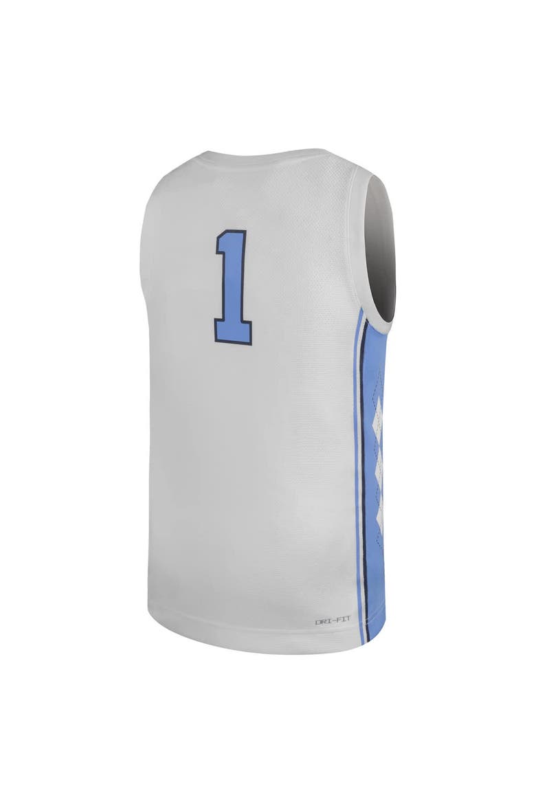Youth Jordan Brand #1 White North Carolina Tar Heels Replica Basketball Jersey, Alternate, color, White
