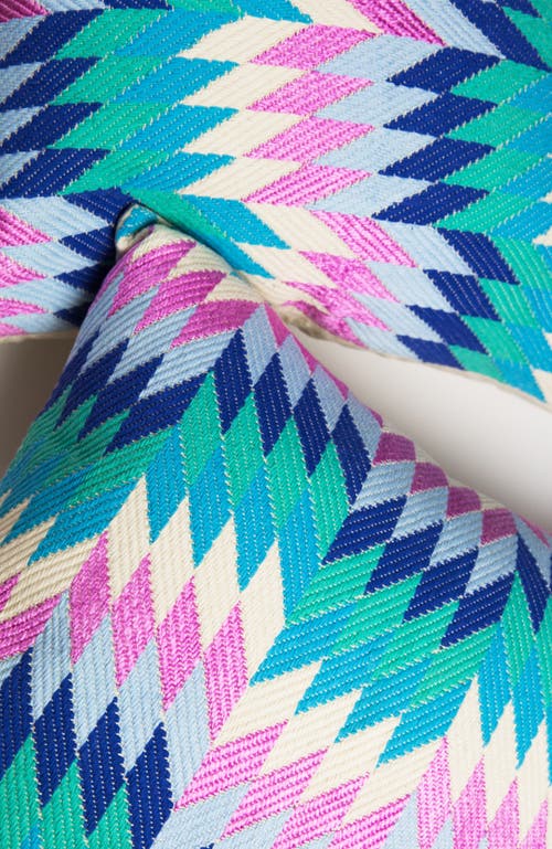 ARCHIVE NEW YORK ARCHIVE NEW YORK ALMOLONGA BLUE DIAMOND HANDWOVEN BROCADE COTTON THROW PILLOW 