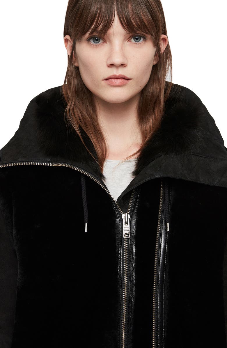 AllSaints State Lux Suede Parka with Genuine Shearling Trim, Alternate, color, 
