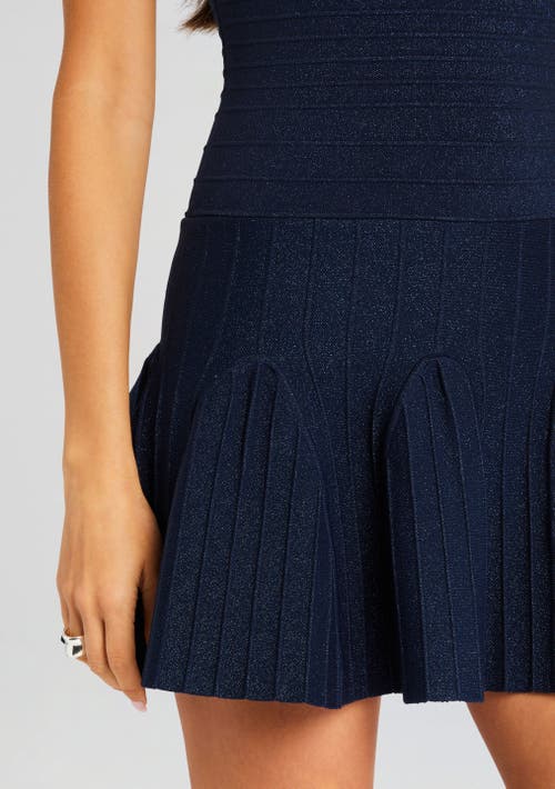 Retroféte Audrina Fitted Ruffle Trim Mini Dress In Navy