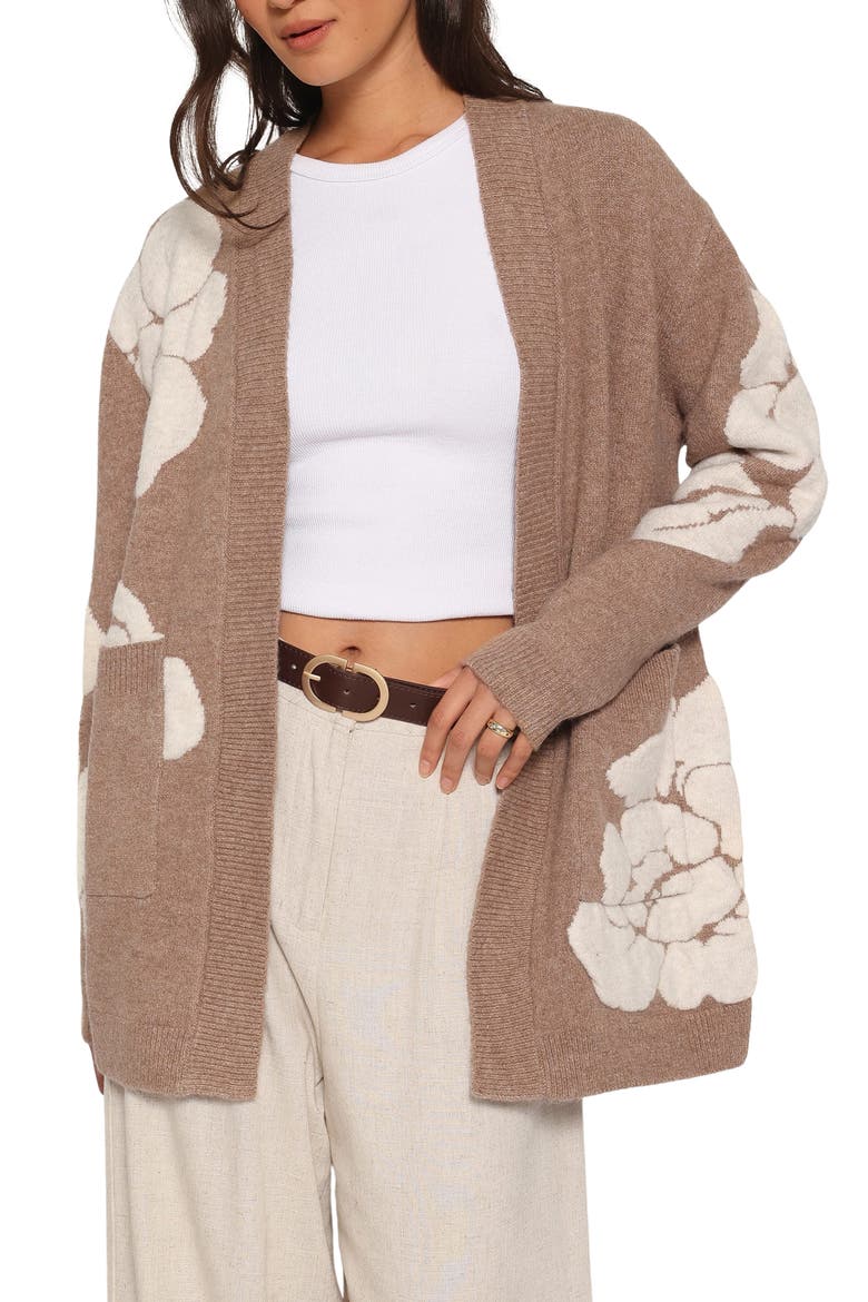 Wendy Open Floral Cardigan, Main, color, BEIGE FLORAL