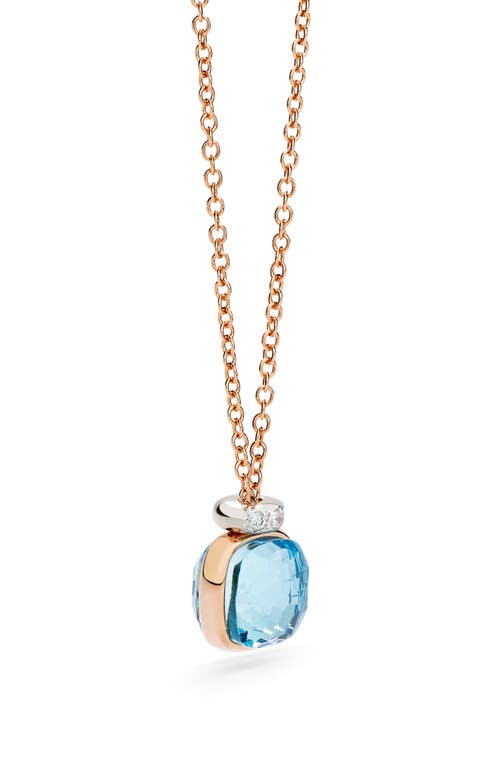 Pomellato Nudo Sky Blue Topaz & Diamond Pendant Necklace In Blue