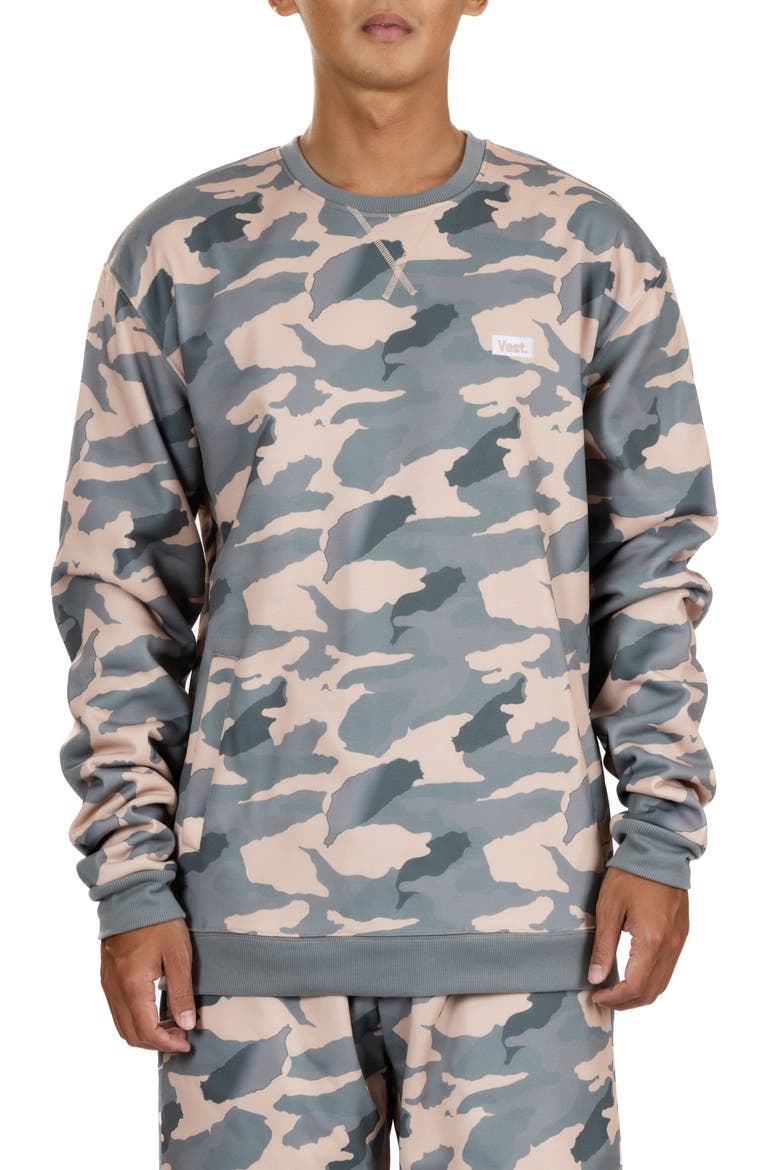 Camo Print Recycled Polyester Sweatshirt, Main, color, TAN