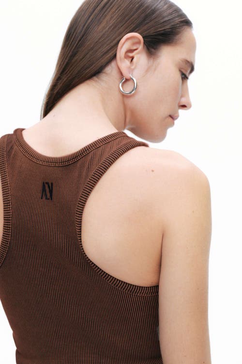 Shop Nocturne Ribbed Crop Top In Coffee