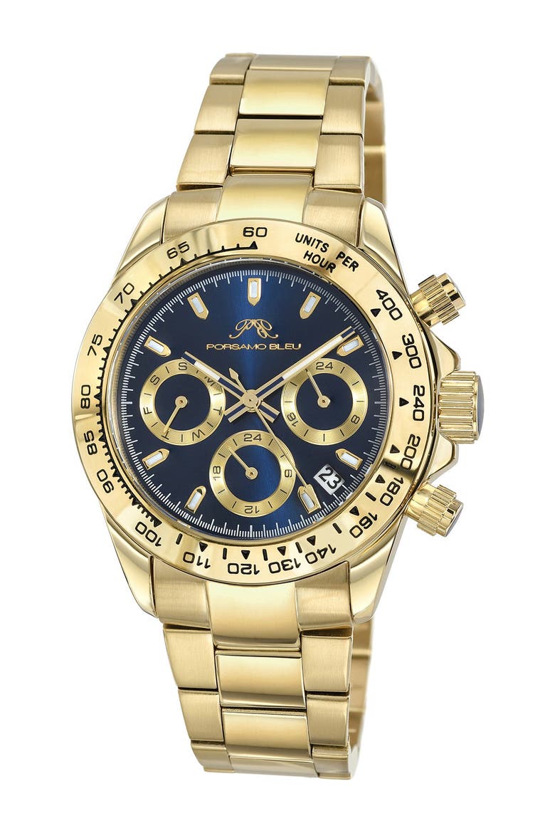 Alexis Multi-Function Bracelet Watch, 37mm, Main, color, GOLD-BLUE