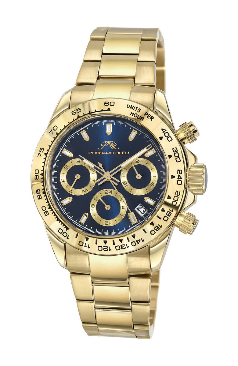 PORSAMO BLEU Alexis Multi-Function Bracelet Watch, 37mm, Main, color, Gold-Blue