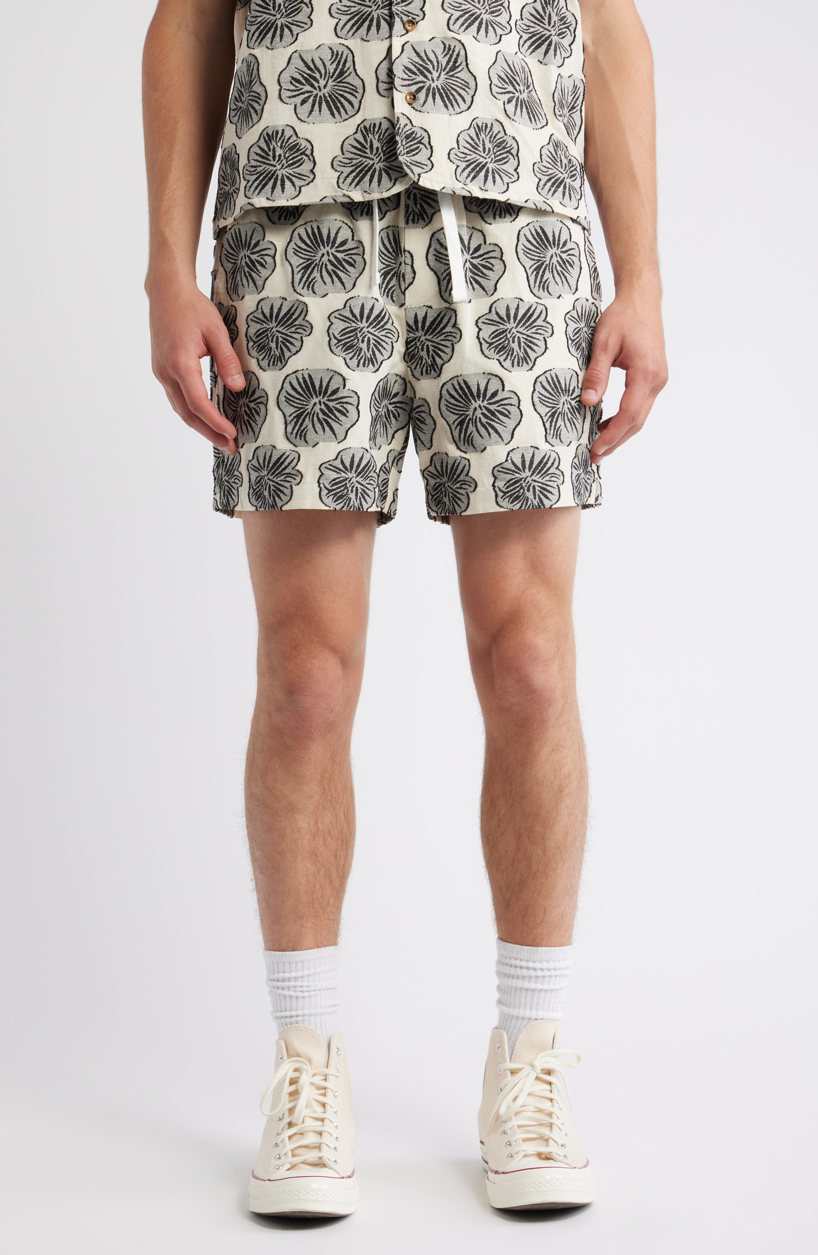 RIZORT Hibiscus Floral Drawstring Shorts