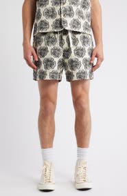 RIZORT Hibiscus Floral Drawstring Shorts