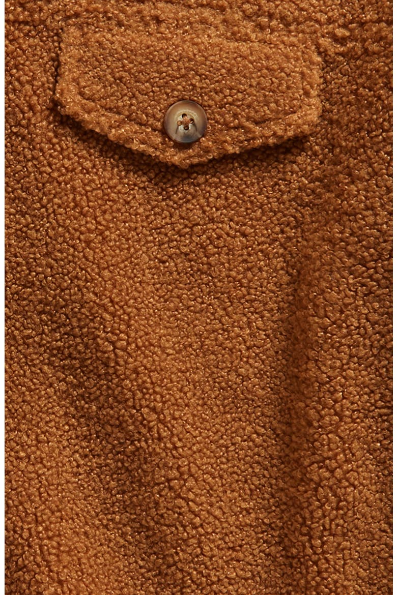 Kids' Textured Fleece Button-Up Shirt, Alternate, color, COGNAC
