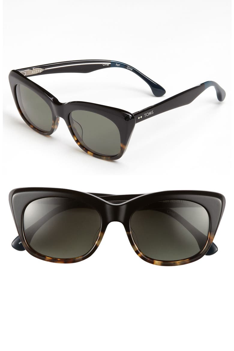 'Kitty' 53mm Sunglasses, Main, color, BLACK