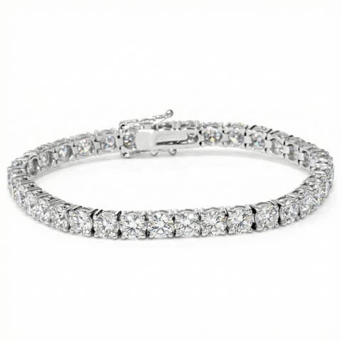 9 ct Round Lab Grown Diamond Tennis Bracelet 14K Gold 7"