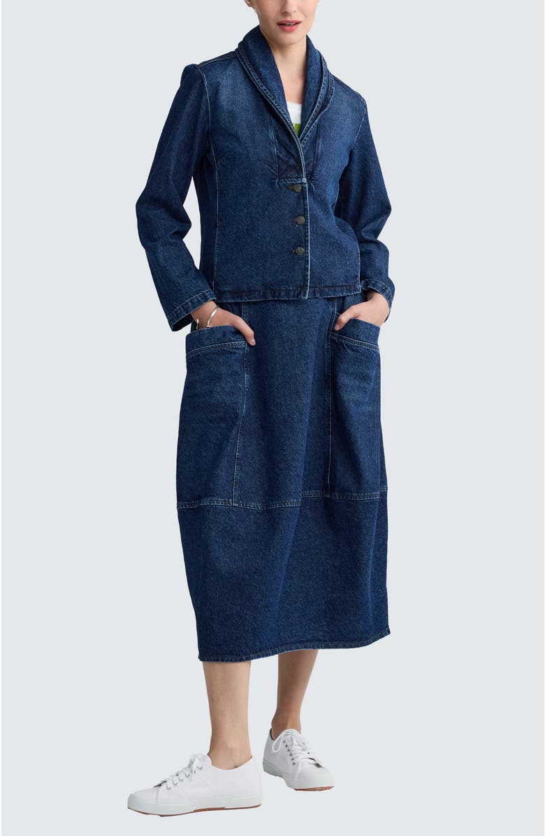 LUUKAA Indie Shawl Collar Denim Jacket, Alternate, color, Indigo Denim