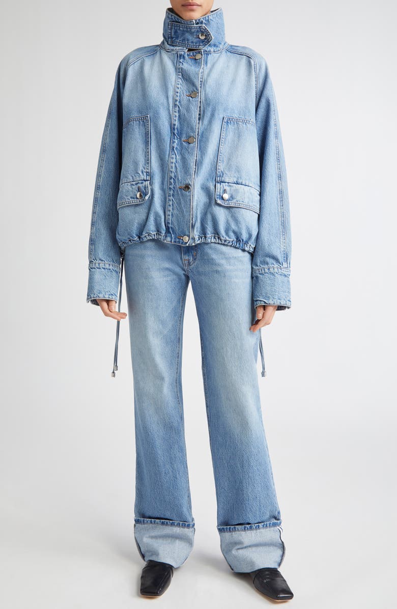 Brandon Maxwell The Harper Balloon Denim Jacket, Alternate, color, Medium Vintage Wash