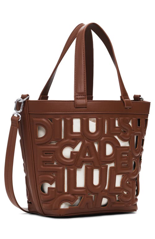 Desigual Cutout Logo Shopper Tote In Brown