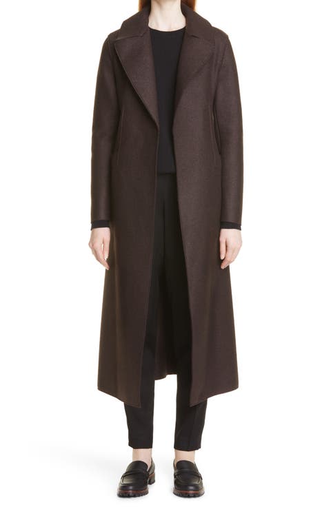 Long Pressed Wool Wrap Coat