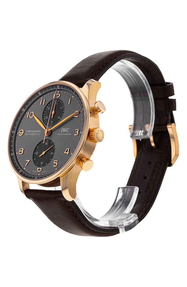 Watchfinder & Co. IWC 2022 Preowned Portugieser Leather Strap Chronograph Watch, 41mm, Alternate, color, 