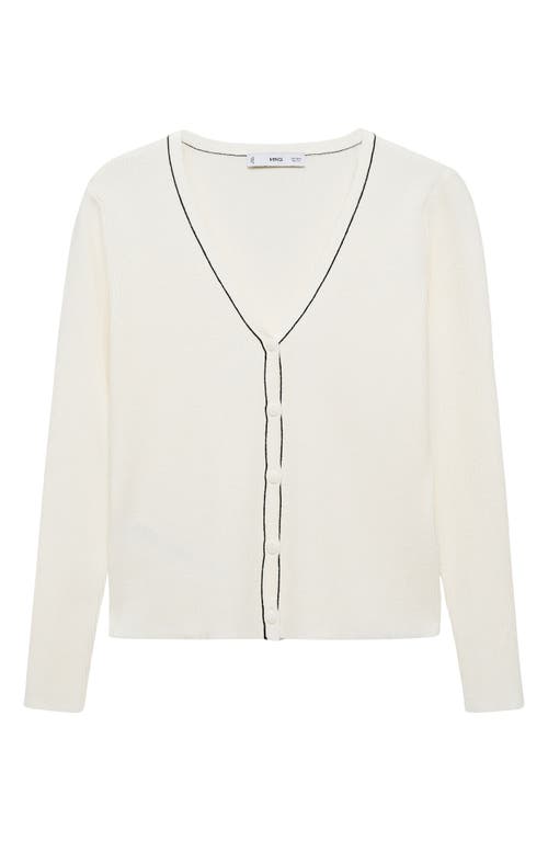 Mango V-neck Cardigan In Ecru
